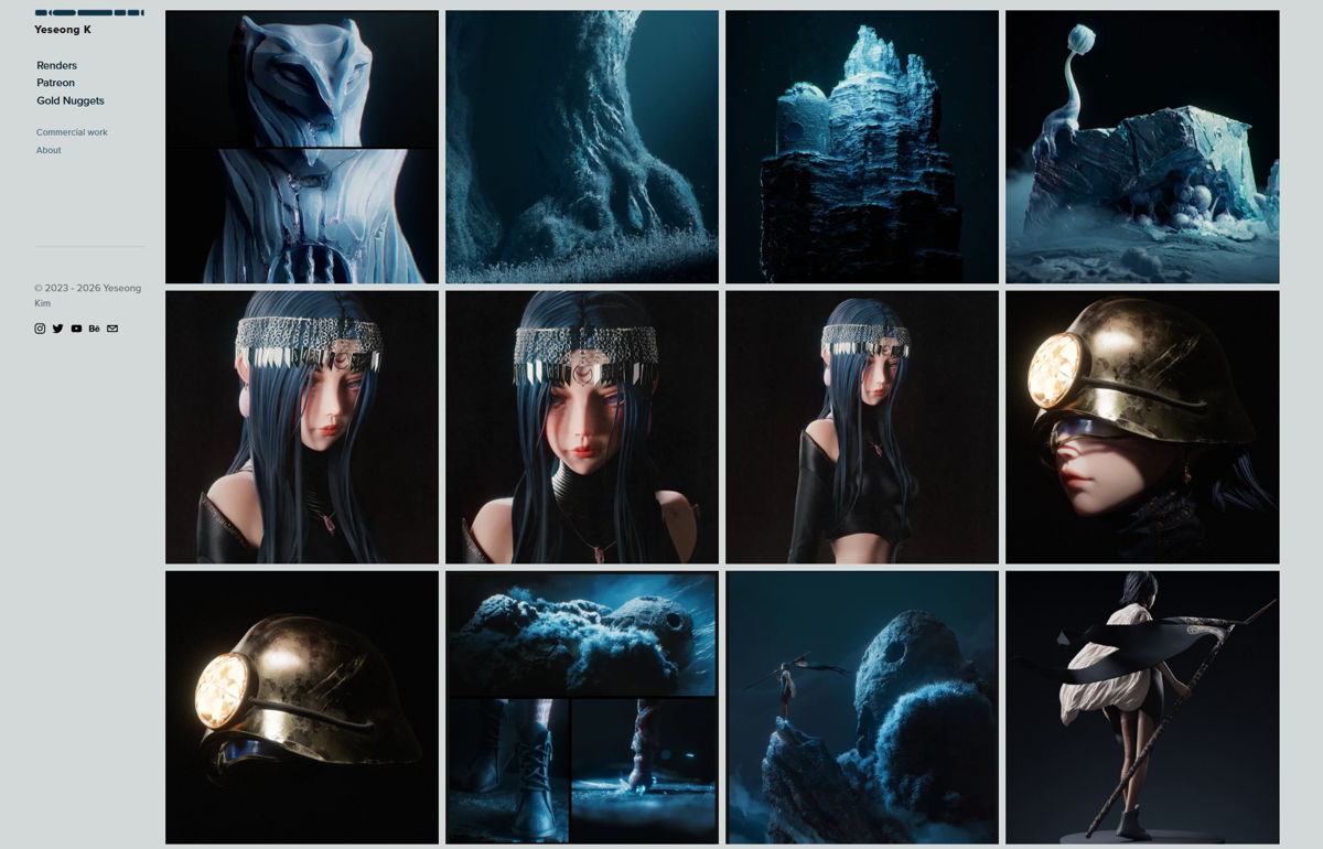 Screenshot of Yeseong K, from the 3d artist portfolios collection.