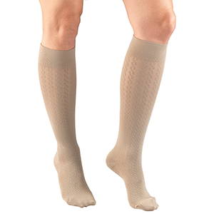 Ladies' Cable Pattern Socks in Tan
