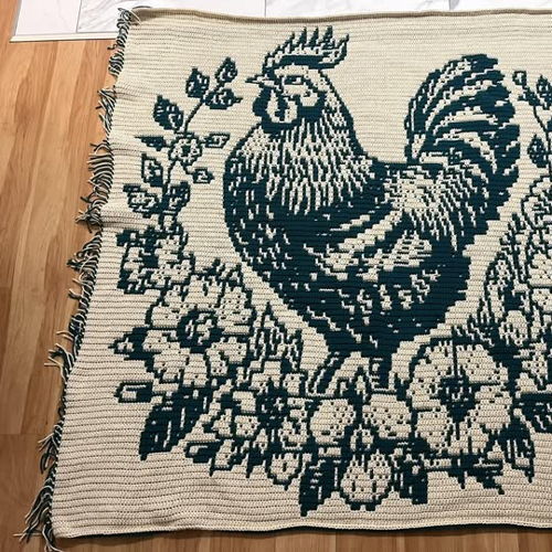 Floral Flock Chicken Mosaic Blanket