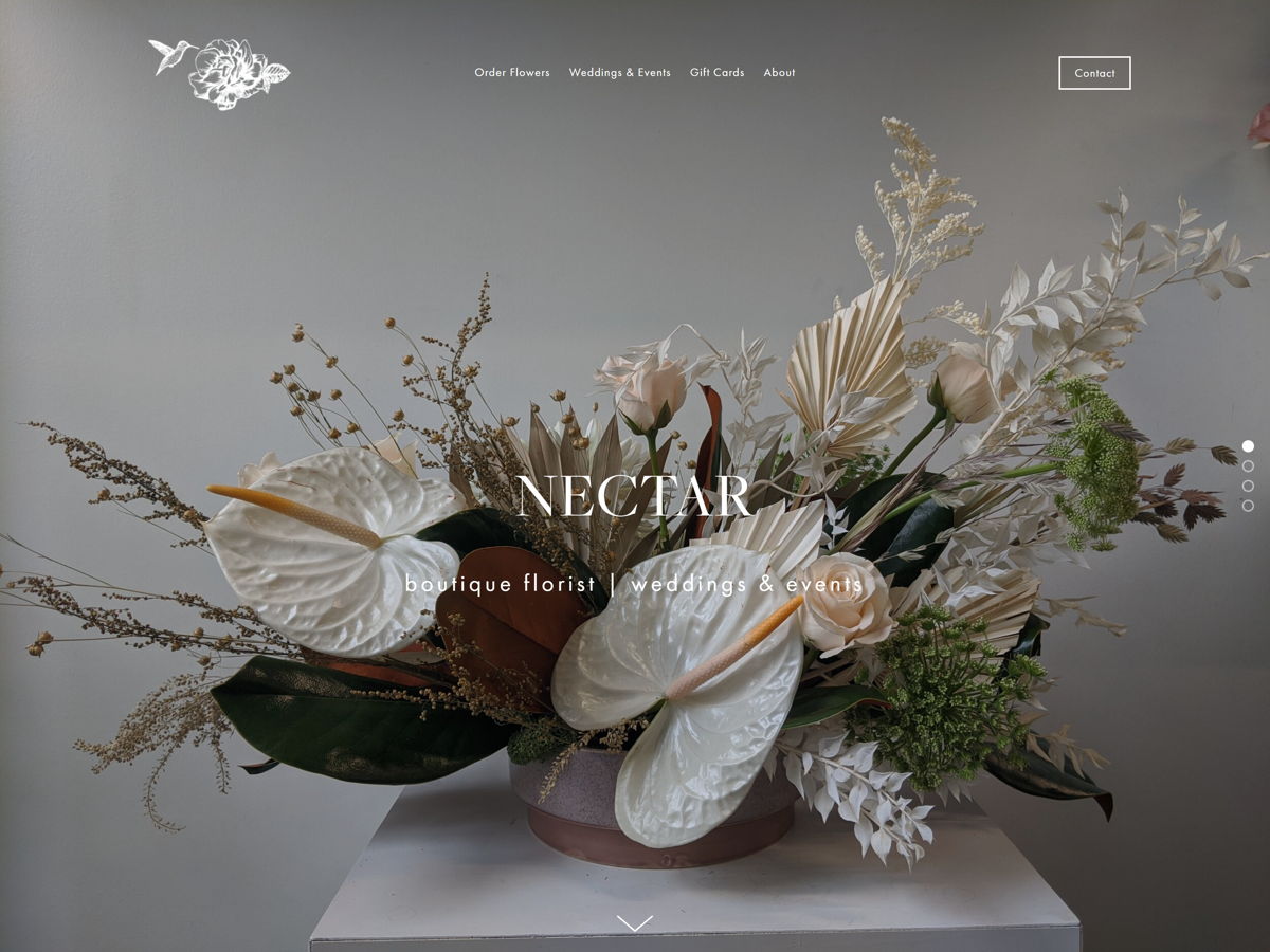 Screenshot of Nectar Floral Designs, from the florist & flower shop websites collection.