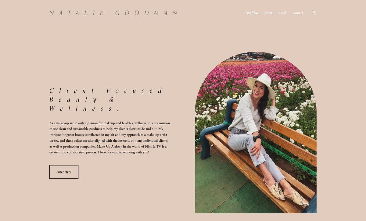 Screenshot of Natalie Goodman, from the makeup artist websites collection.