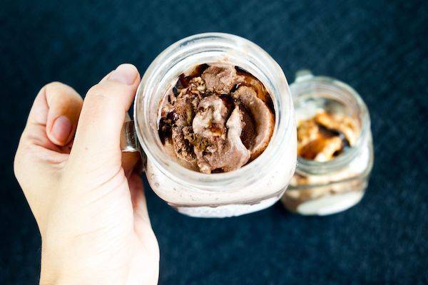 Mason Jar Keto Chocolate and Vanilla Ice Cream