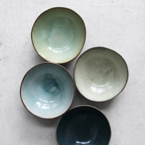 Set of Four Bowls - Pasta Bowls - Greens