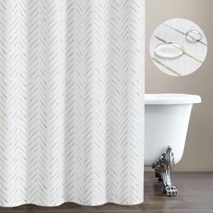 GREEN and WHITE Shower Curtain Herringbone Fabric Shower Curtain Zig Zag Inky Chevron Farmhouse Shower Curtain Zigzag Modern Shower Curtain for Bathroom Waterproof Hooks Included 70x72 inch