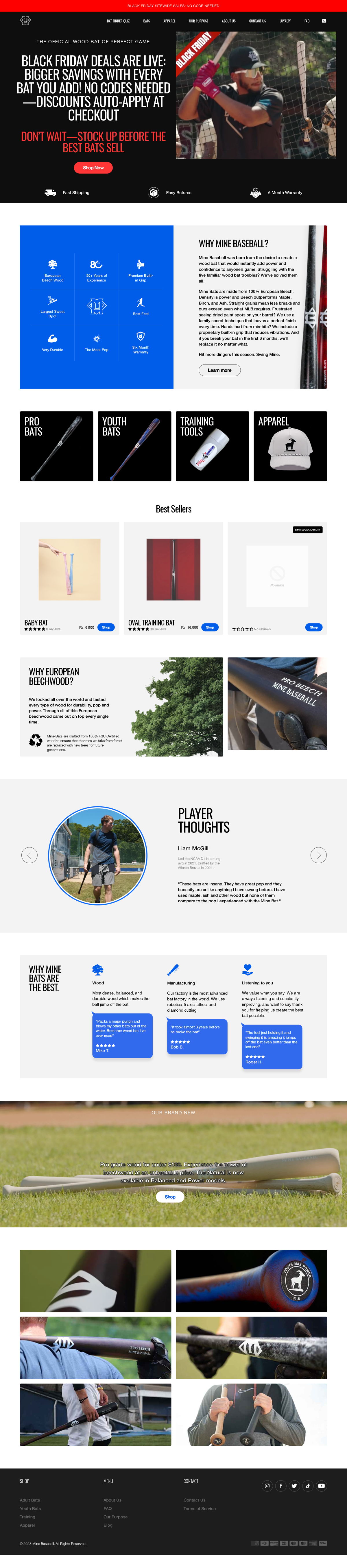 Screenshot of Mine Baseball, from the product page examples collection.