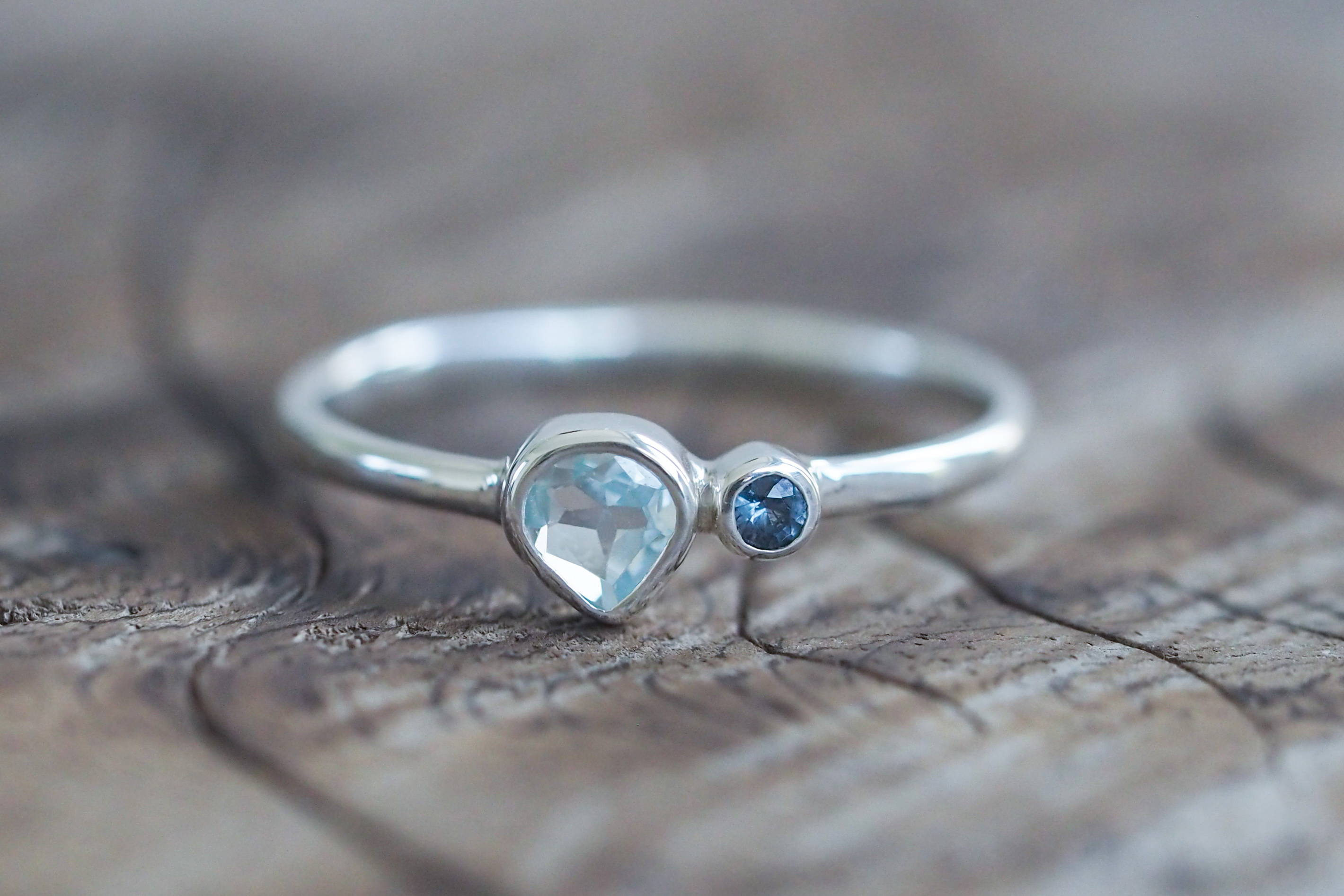 Custom silver gemstone ring