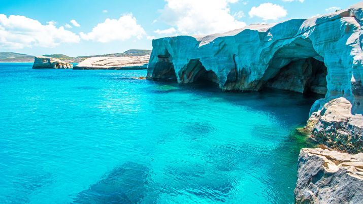 The charming fishing village of Klima on Milos Island Greece is known for its traditional 