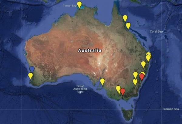 Google map of all Siddha Yoga locations in Australia