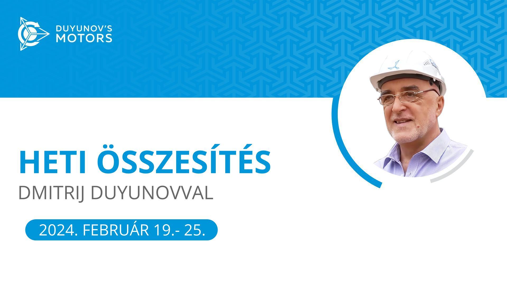 A hét eredményei a „Duyunov Motorok" projektben