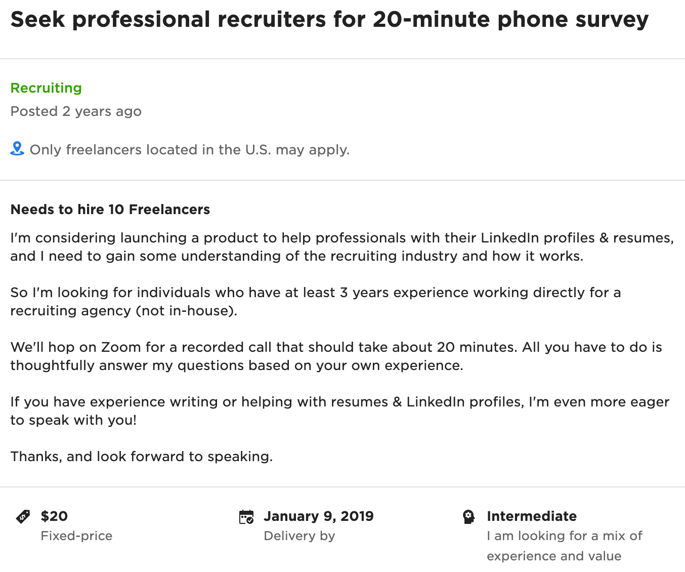 Upwork screenshot