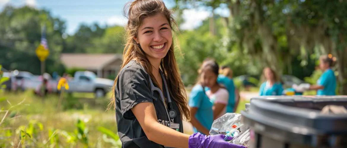 Travel nurse leading community clean-up, creating a bond over sustainability