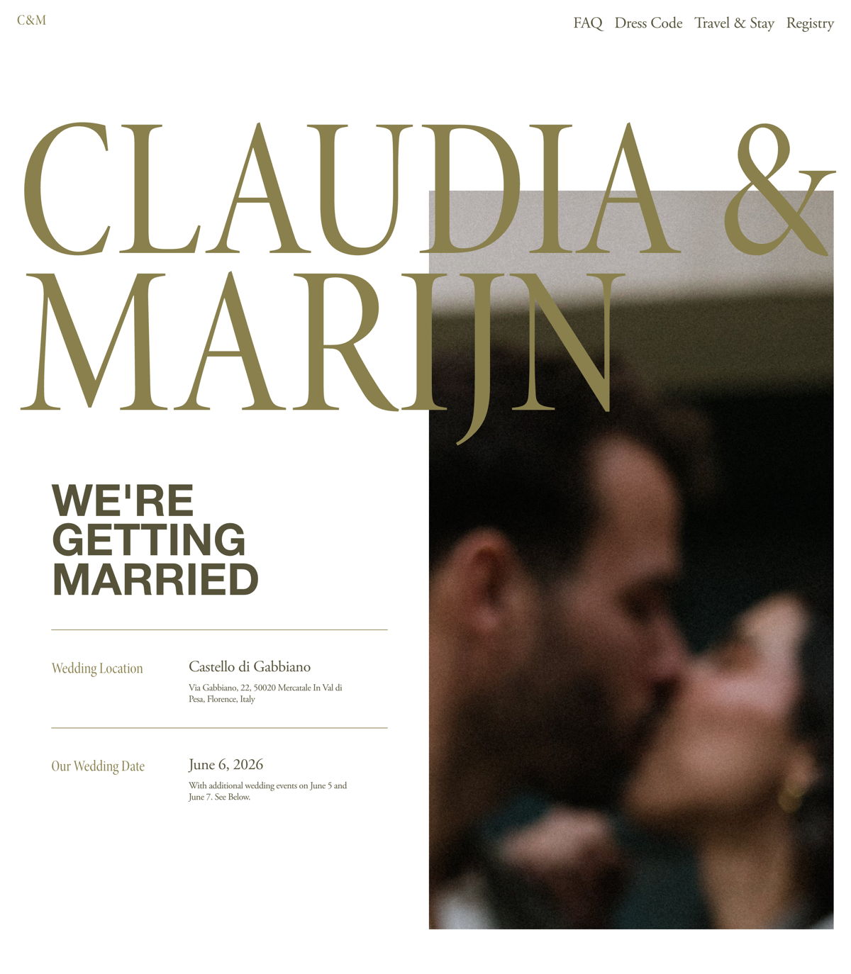 Screenshot of Claudia and Marijn, from the wedding websites collection.