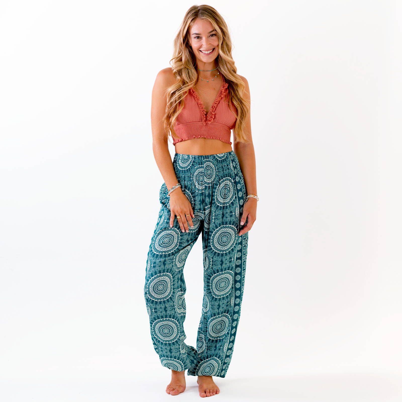 Women's Teal Harem Pants from Lotus and Luna