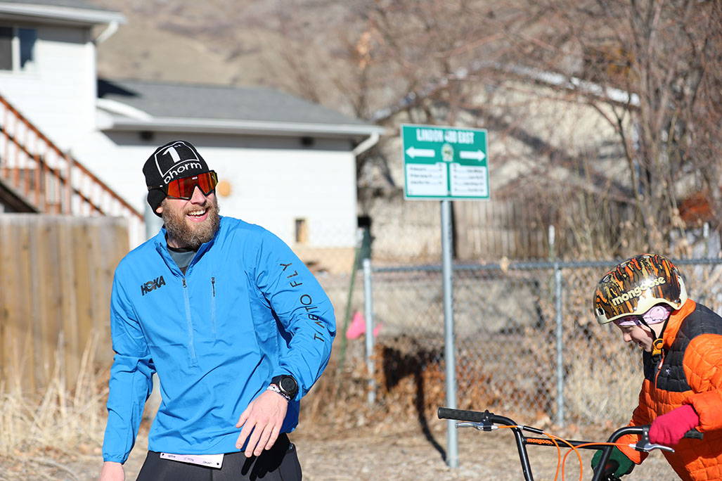 James in running jacket