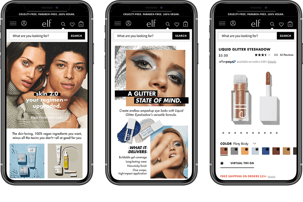 elf cosmetics website on mobile devices