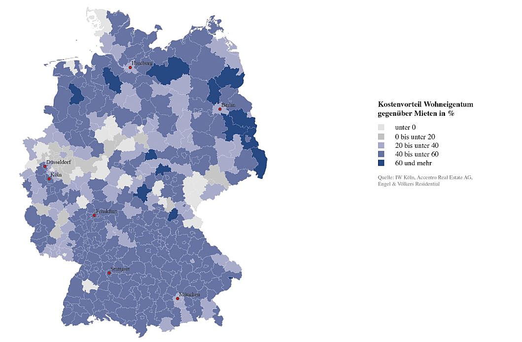  Hamburg
- Diese Karte zeigt den Kostenvorteil Wohneigentum gegenüber Mieten