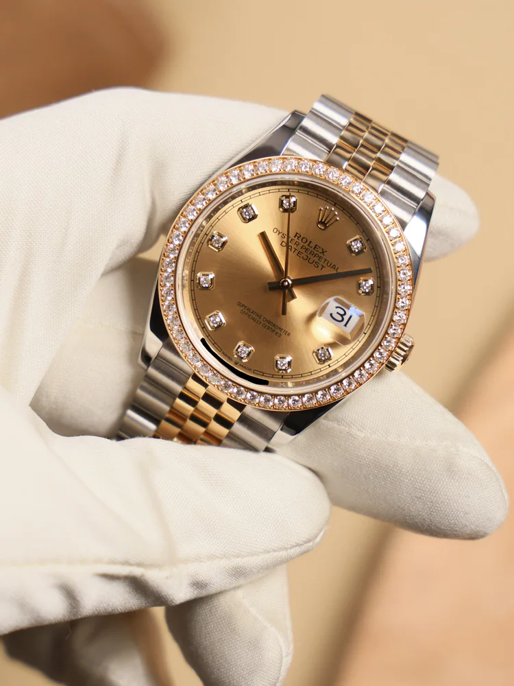 Champagne Motif Diamond Dial Diamond Bezel Jubilee Bracelet