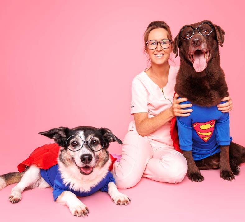 Erin Follington, Small Animal Naturopath and founder of Natural Pet Supplements Australia, with her dogs