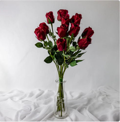 Red Real Touch Open Bud Rose - Realistic Artificial Flowers - Image 2