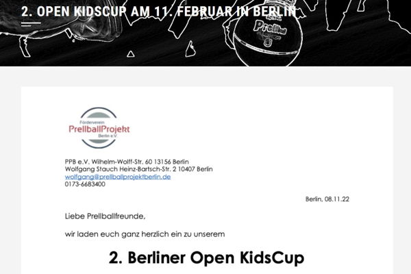 Der Förderverein PrellballProjektBerlin lädt ein zum 2. Open KidsCup