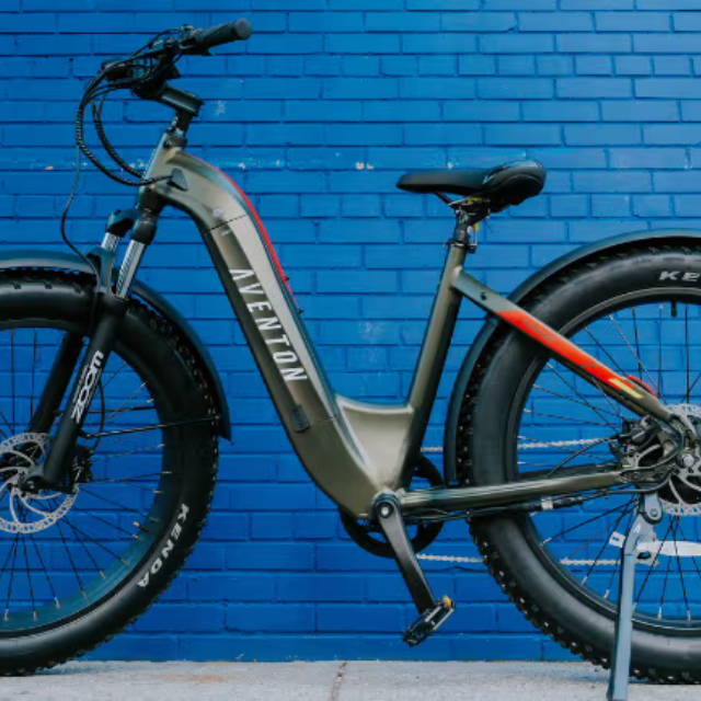 a grey Aventon e-Bike