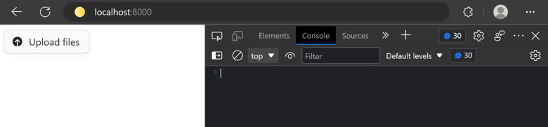 Browser window with a button of the File Uploader beta