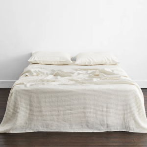 Stripe 100% French Flax Linen Flat Sheet
