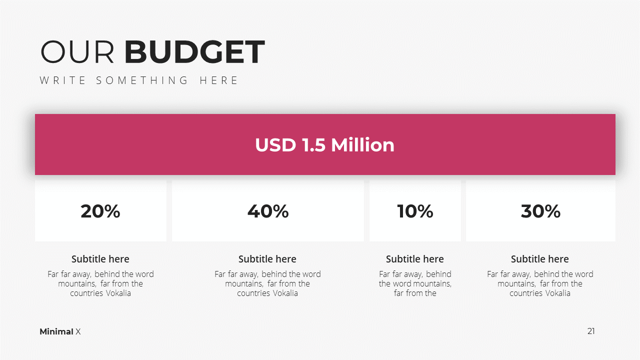 Minimal X Digital Marketing Proposal Presentation Template Budget