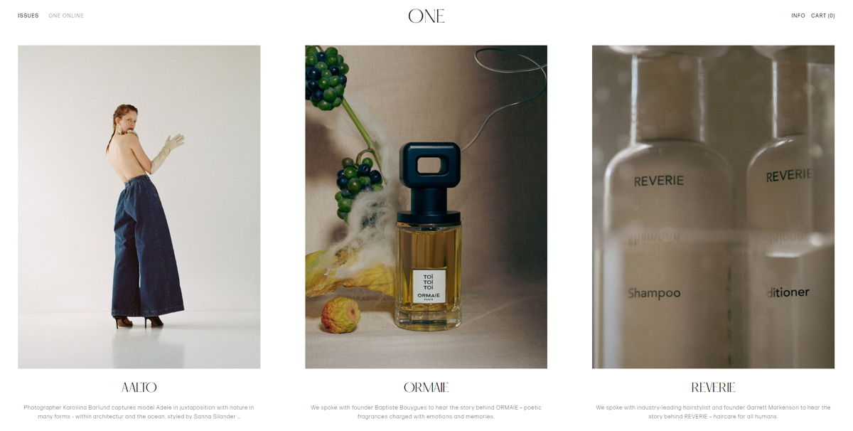 Screenshot of One Magazine, from the squarespace blog examples collection.