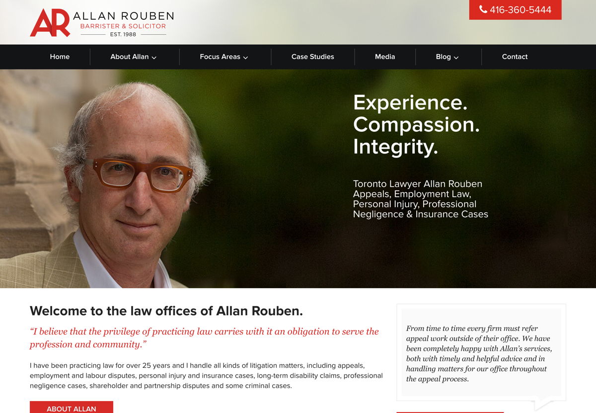 Screenshot of Allan Rouben, from the lawyer websites collection.