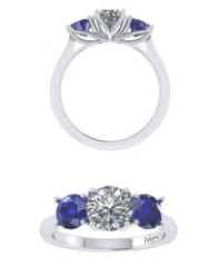 Diamond trilogy ring with sapphires - Pobjoy Diamonds 
