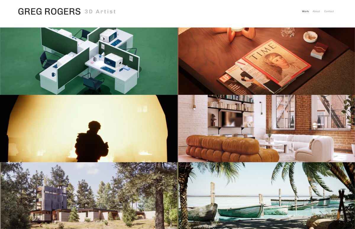 Screenshot of GREG ROGERS, from the 3d artist portfolios collection.