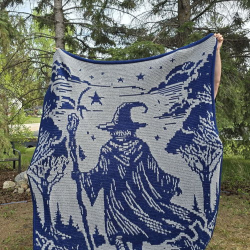 Wizard's Way | Fantasy Wizard Overlay Mosaic Crochet Blanket PDF Pattern