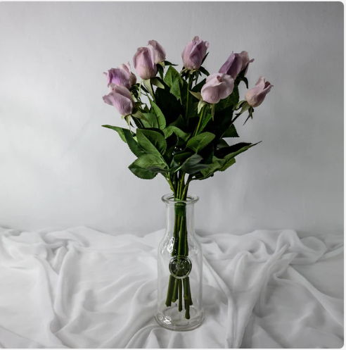 Vintage Lilac Real Touch Rose Bud - Realistic Artificial Flowers - Image 2