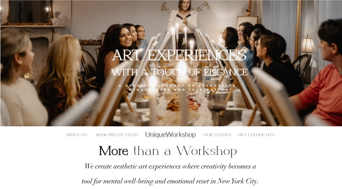Screenshot of Unique Workshop NYC, from the workshop websites collection.