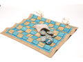 Checkers Game Cloth Game Mat with Wooden Checker Pieces