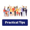 diverse group of people, text practical tips