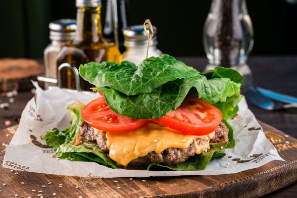 Photo of Bun-Less Loaded Steakhouse Bison Burger with Chopped Salad