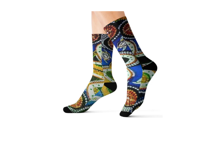Vibrant Print Fleece Socks - Artistic Crew Socks
