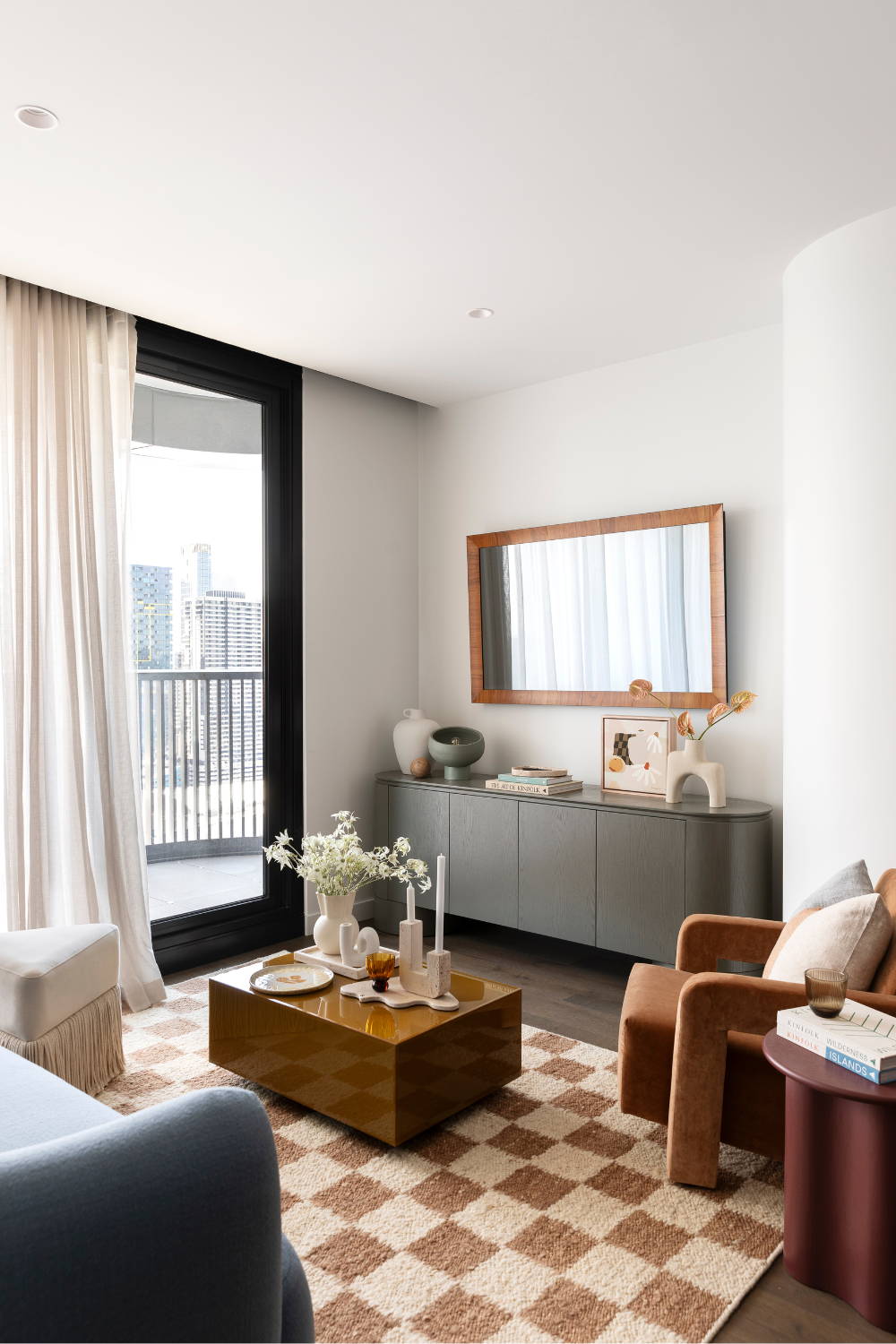 Curated with furnishings by Australian brands including GlobeWest, Jardan & TV-Mirrors by FRAMING TO A T, this build-to-rent project champions Australian design.