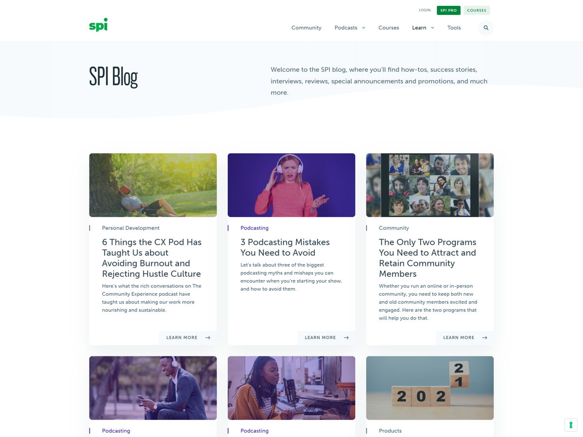 Screenshot of Finance Blog: SPI, from the blog examples collection.