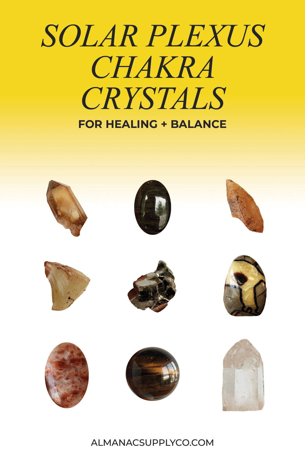 Solar Plexus Chakra Crystals for Healing + Balance