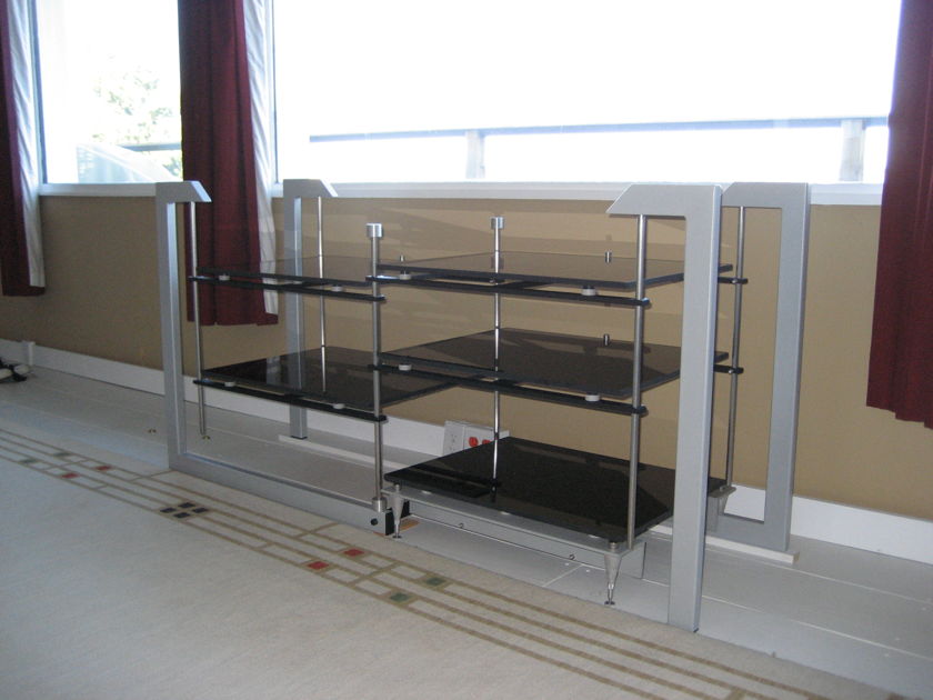 pARTicular Parallel rack and Duo amp stand Custom Silver frame w/ black acrylic high-performace shelves