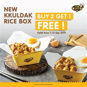 KKULDAK: Promo RICE BOX Buy 2 Get 1 FREE sampai 09/21/2019