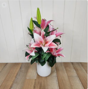 Oriental Lily Arrangement Medium - Realistic Artificial Flowers