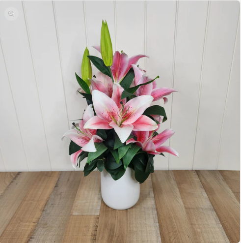 Oriental Lily Arrangement Medium - Realistic Artificial Flowers