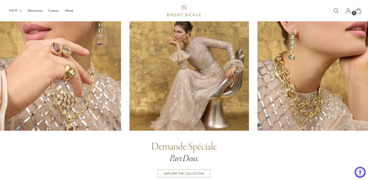 Screenshot of Brent Neale , from the shopify jewelry stores collection.