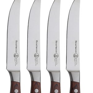 Messermeister Avanta 5” Fine Edge Steak Knife Set - German X50 Stainless Steel - Rust Resistant & Easy to Maintain - Includes 4 Steak Knives