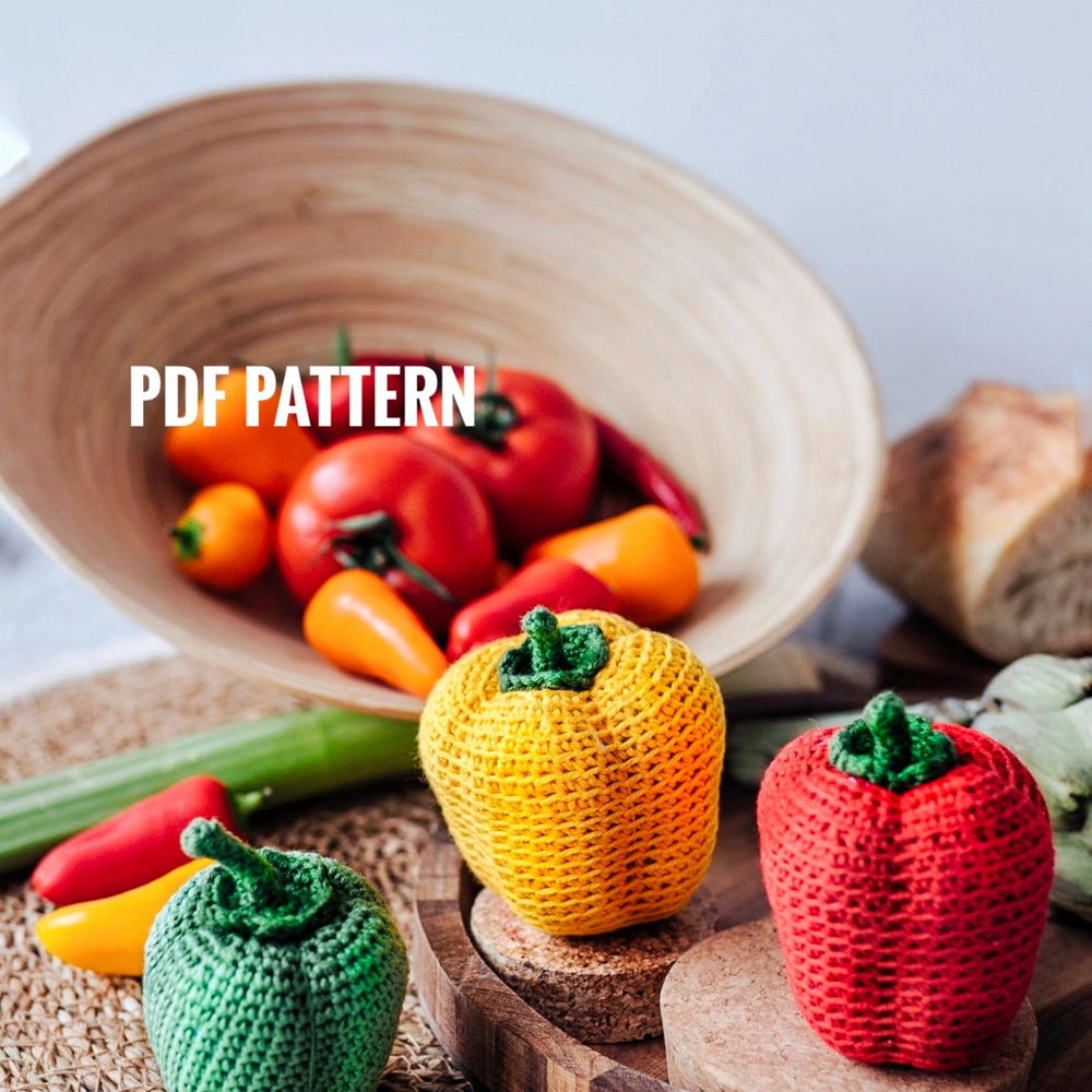 Paprika Haakpatroon - Amigurumi Eten Speelkeuken Eten Haakpatroon Paprika Patroon Speel Eten Amigurumi Speelgoed Haakgroenten