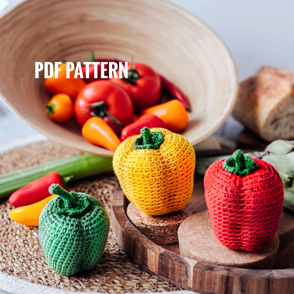 Paprika Haakpatroon - Amigurumi Eten Speelkeuken Eten Haakpatroon Paprika Patroon Speel Eten Amigurumi Speelgoed Haakgroenten